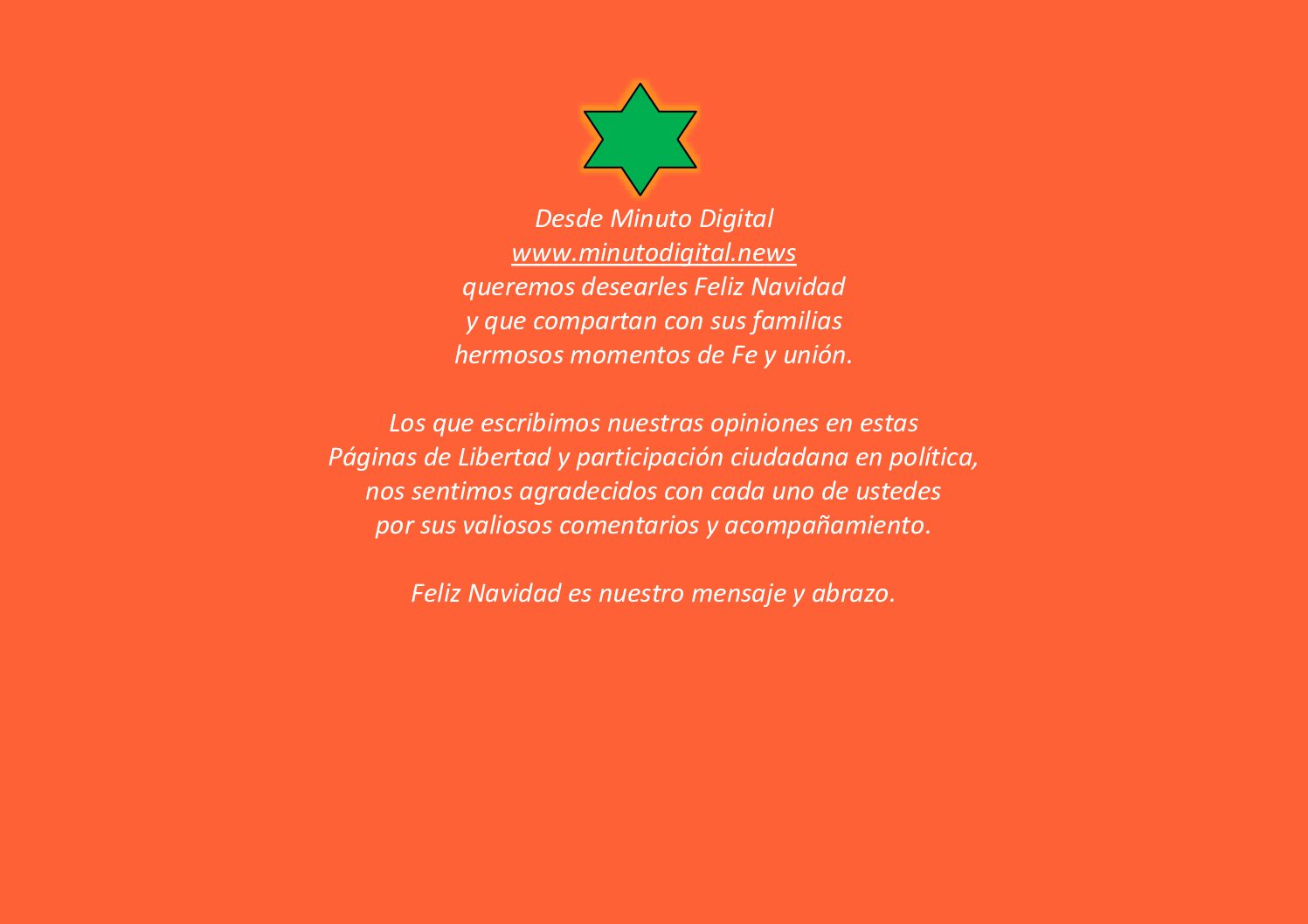 ¡Feliz Navidad! un gran abrazo a cada uno de ustedes