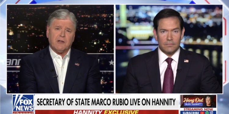 Entrevista al secretario de Estado Marco Rubio con el periodista Sean Hannity de Fox News